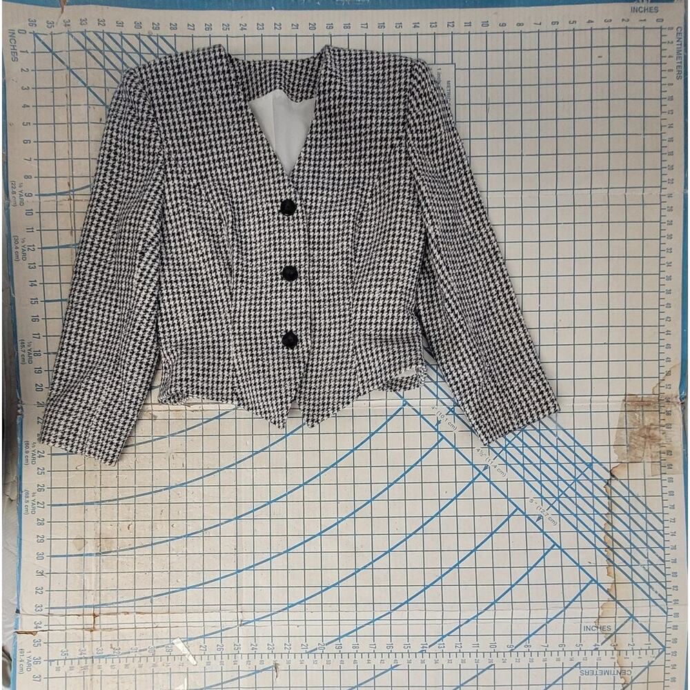 David‎ Hayes Vintage 60s Houndstooth 4 Piece Pleated Maxi Skirt set Outfit Suit - Picture 8 of 16